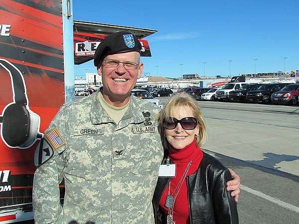 Welcome Home Troops photo Soldier with Sue Rebar at the Las Vegas Speedway